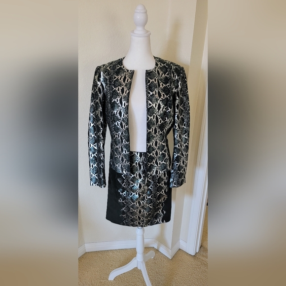 Black Metallic Silver Leather  Suede Reptile Print by Metrostyle , Size 12 - Picture 4 of 11